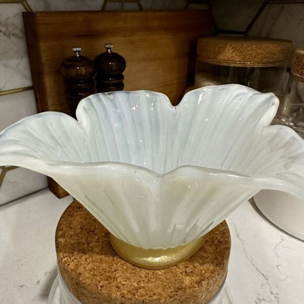 Murano White Crystal Bowl  Handmade  in Italy